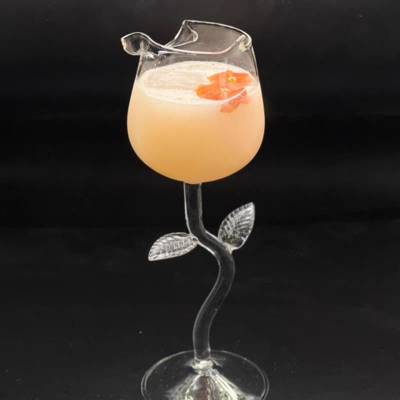 Verre à boisson fleur en verre – Design élégant, 200 ml, hauteur 21 cm