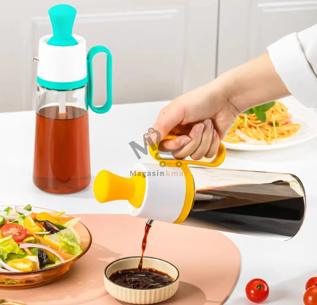Bouteille à huile en verre 550 ml avec pinceau silicone – Précision et propreté