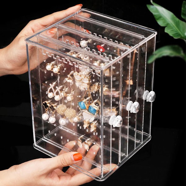 Organiseur pour boucles d'oreilles à 3 tiroirs verticaux