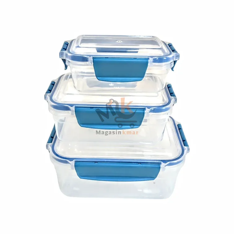 Lot de 3 boîtes hermétiques carrées avec clips