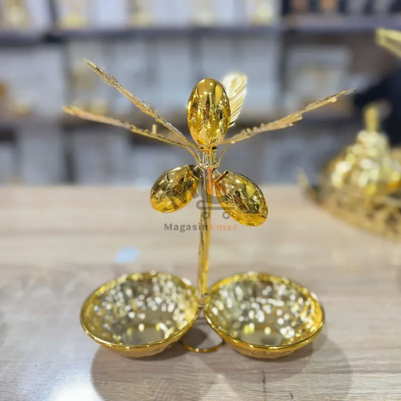 Présentoir à dattes en métal forme palmier – Élégant pour table et réception