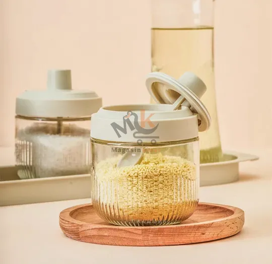 Boîte à épices en verre avec cuillère réglable – 275 ml – Pratique et élégante