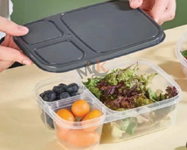 Boîte alimentaire 3 compartiments 800 ml – Lunch box pratique en plastique 19 × 13 cm