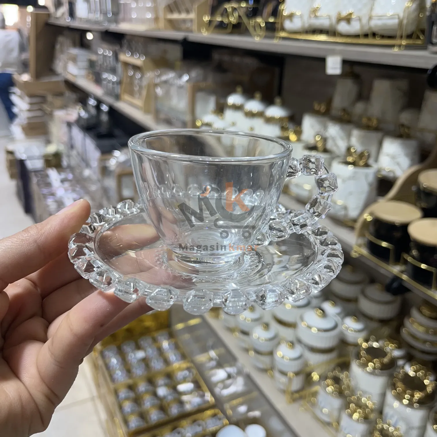 Service de 6 tasse et sous tasse café noir en verre