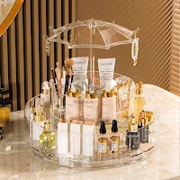 Organisateur maquillage en plexi – Forme parapluie / Flamingo, élégant pour accessoires beauté