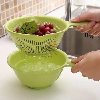 Passoire à légumes avec bol en plastique 24 cm – Set pratique pour égouttage et préparation