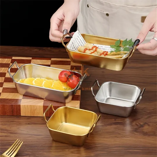 Plateau a fruit carrée en acier inoxydable avec double poignées – outil de cuisine