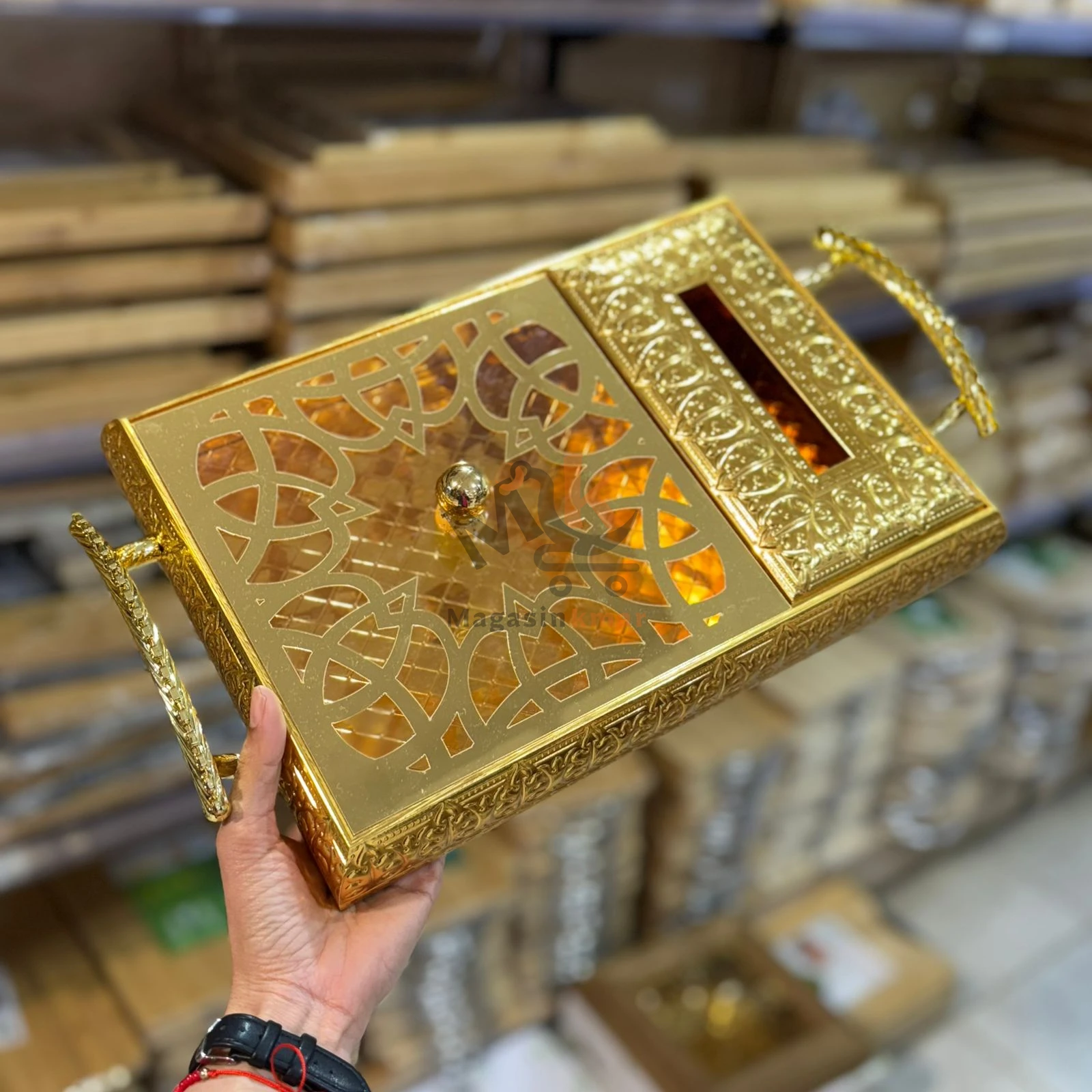 Plateau avec porte papier en bois et plexi 35 × 24 cm – Support pratique pour cuisine et table