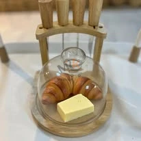 Cloche à fromage ronde en verre avec plateau en bois – Présentation élégante pour vos fromages