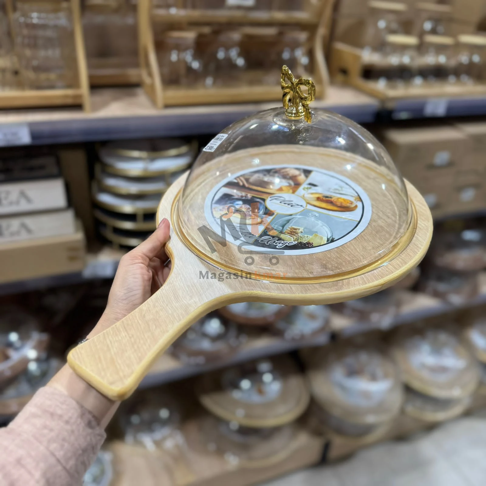 Cloche de service en bois avec manche 30cm