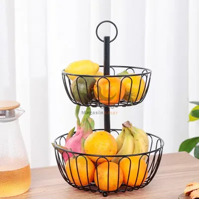 Corbeille à fruits 2 niveaux en métal