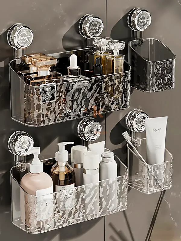 Étagère murale en plexi avec 2 ventouses– Support rangement salle de bain