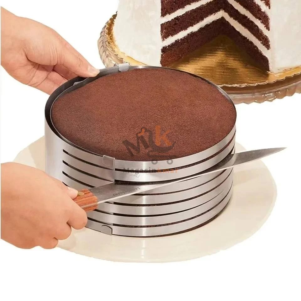 Coupe-gâteau rond réglable à 6 couches en acier inoxydable