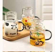 Bouteille avec tasse en verre – Ensemble pratique  pour boissons chaudes ou froides