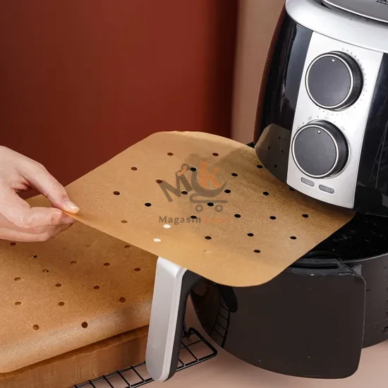 Papier pour Air Fryer carré 23 cm-Lot de 50 pièces