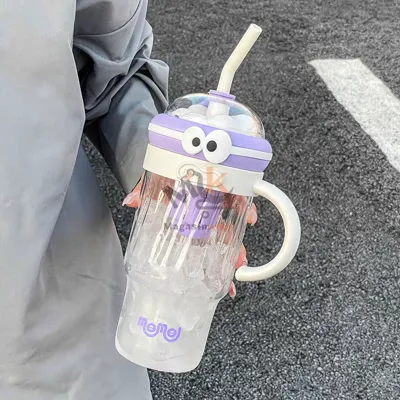 Bouteille d’eau 1200 ml avec paille et filtre – Gourde pratique en plastique