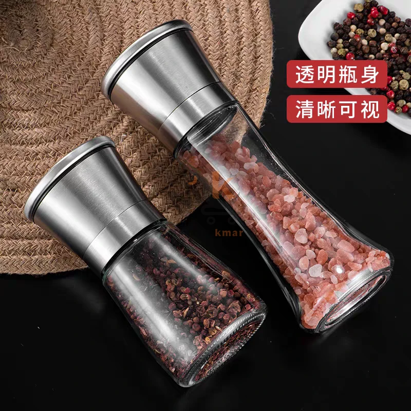 Moulin à poivre et sel en verre 200 ml – Broyeur réglable pour cuisine