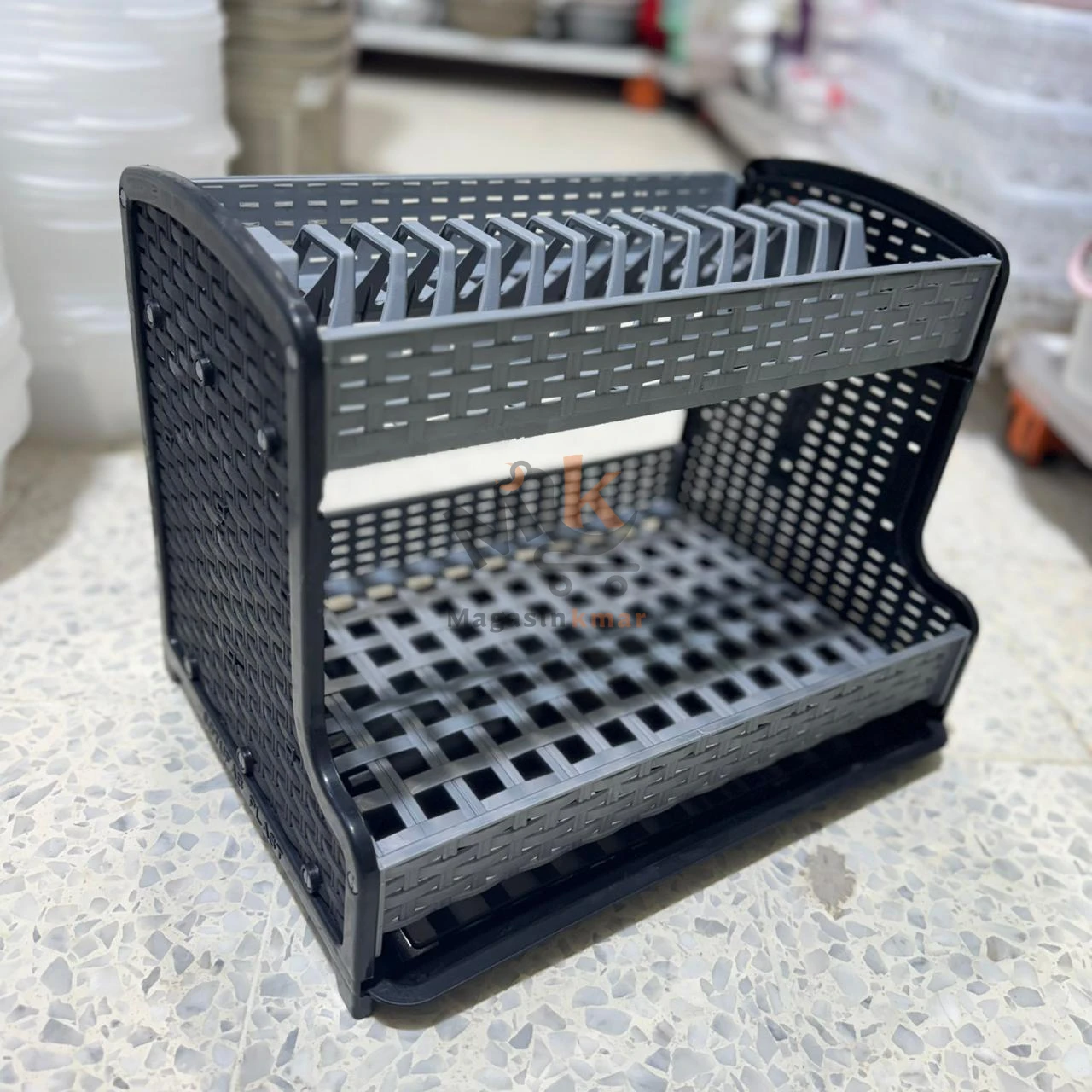 Égouttoir rotin a 2 étages  en plastique