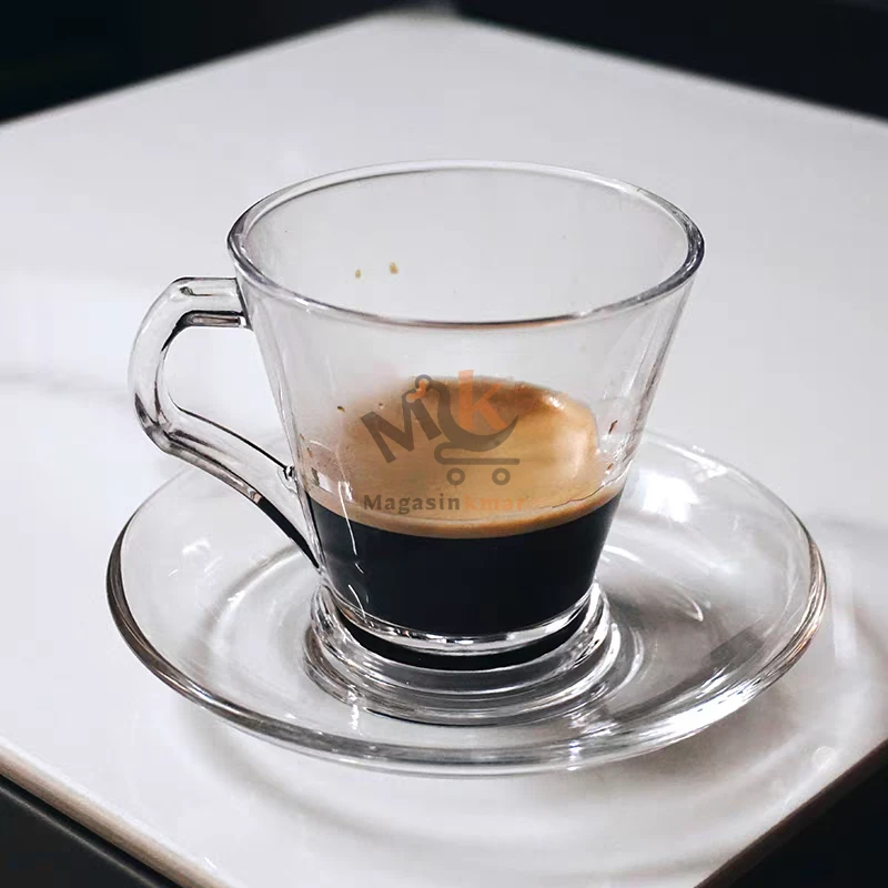 Service cafe noir en verre