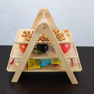 Présentoir 3 étagères en bois bambou