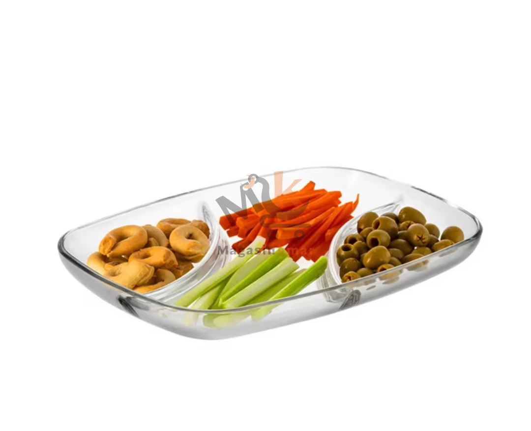 Plat à servir en verre à 4 compartiments – Élégant et pratique