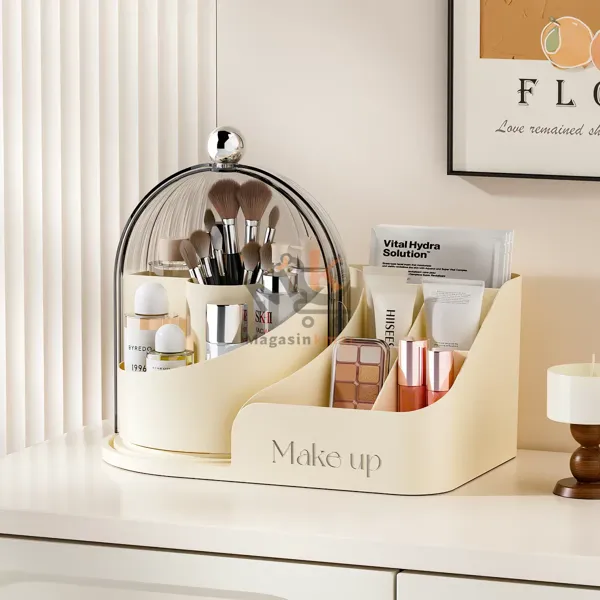 Organisateur maquillage à compartiments en plastique  – Boîte rangement accessoires beauté