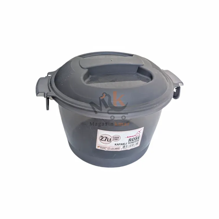 Saladier ronde en plastique avec couvercle  2,7 L