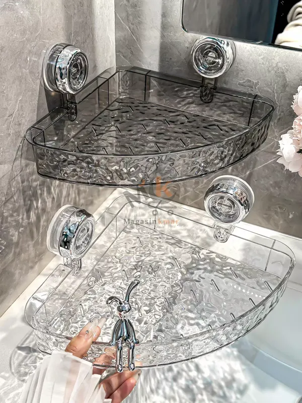 Étagère d’angle triangulaire en plexi 34 cm – Support rangement pratique pour salle de bain