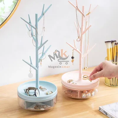 Porte-bijoux en forme de branche avec base pivotante