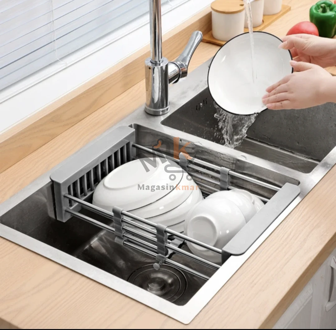 Égouttoir de cuisine multifonctionnel  rétractable sur l'évier