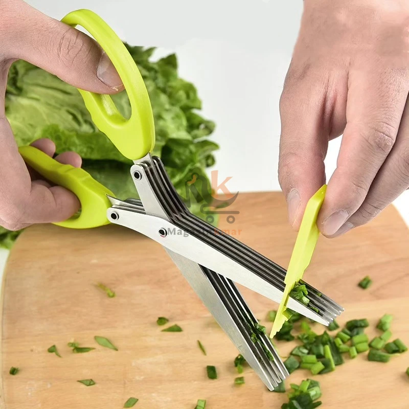 Ciseaux à herbes en acier inoxydable 5 lames multifonctions