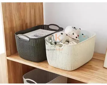 Panier tressé PM en plastique 24 cm – Panier rangement pratique et décoratif