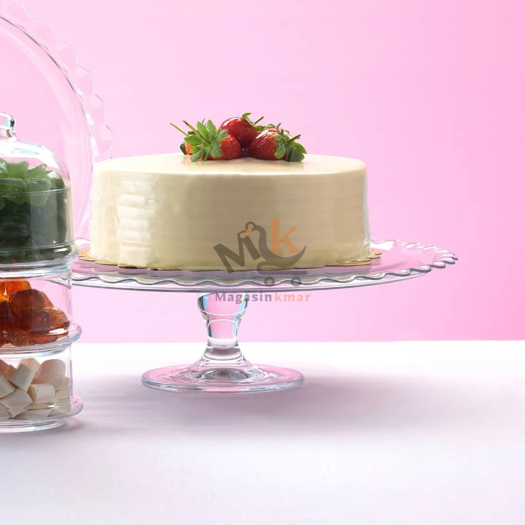 Présentoir à gâteau avec pied en verre_26 cm