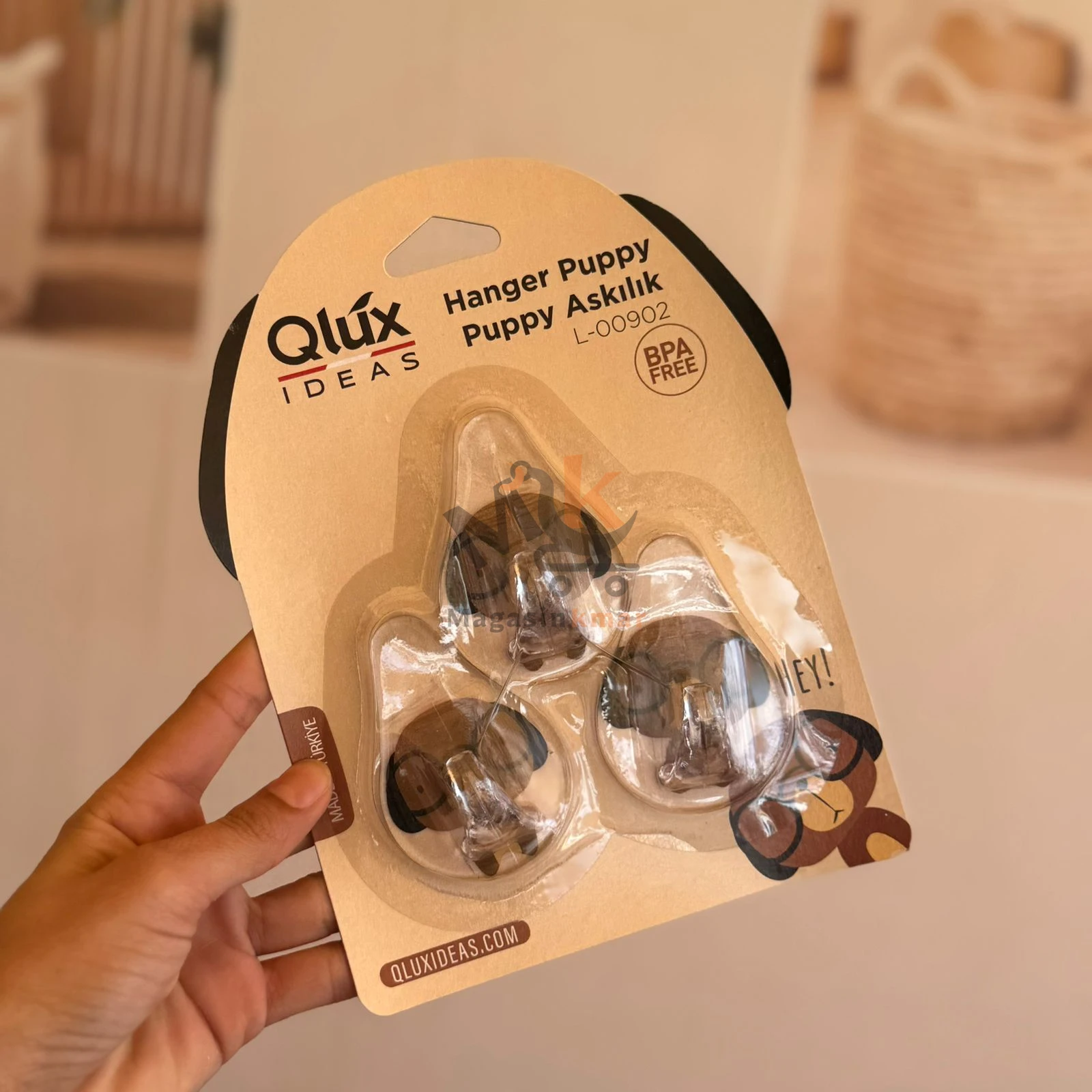 Lot de 3 crochets en plastique sans BPA – Support mural pratique 4 cm