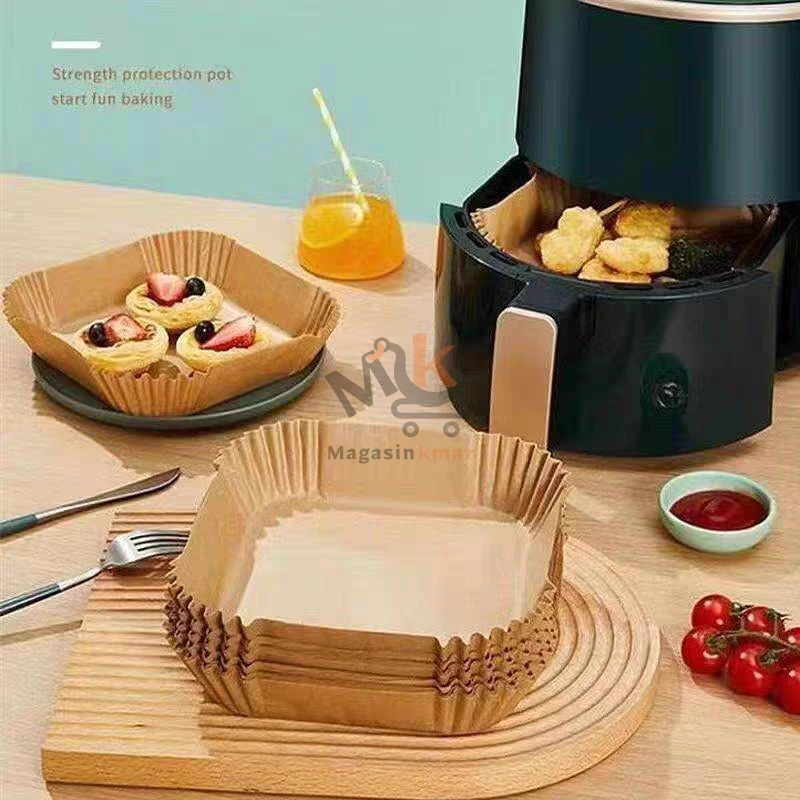 Lot de 100 papiers cuisson Air Frayer carrés 16 cm