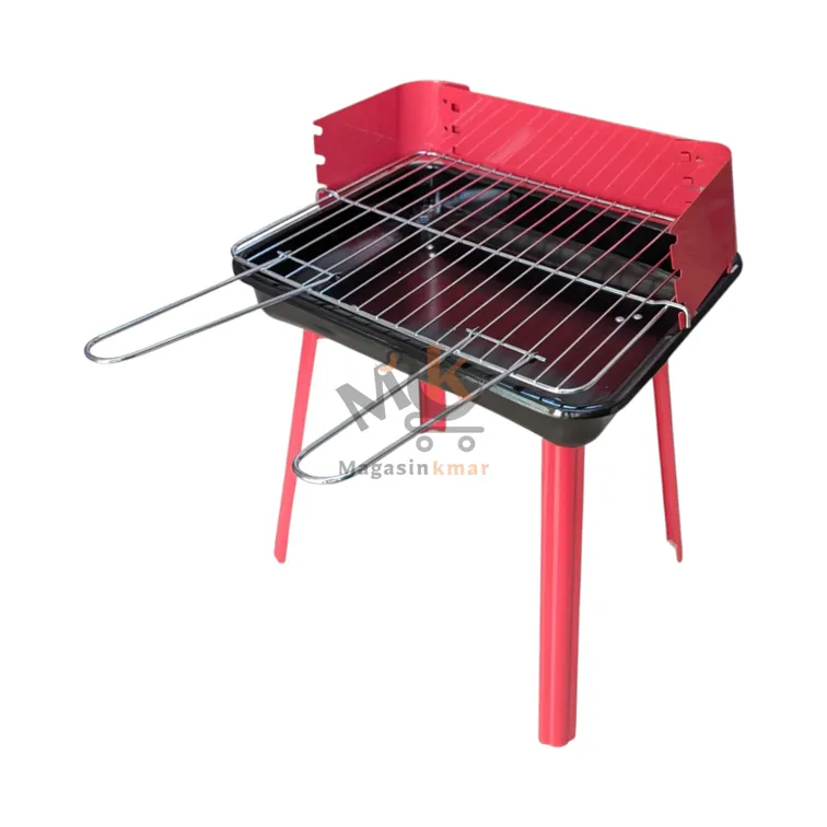 Barbecue à charbon rectangulaire en métal – Compact et pratique pour vos grillades