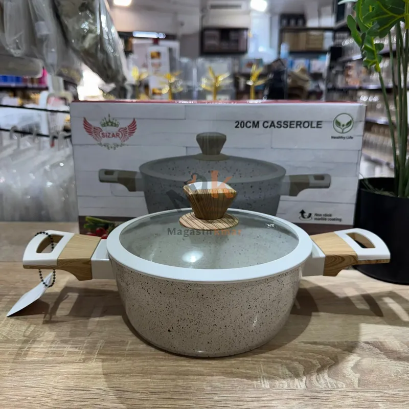 Faitout en granit avec manche en bois _20cm