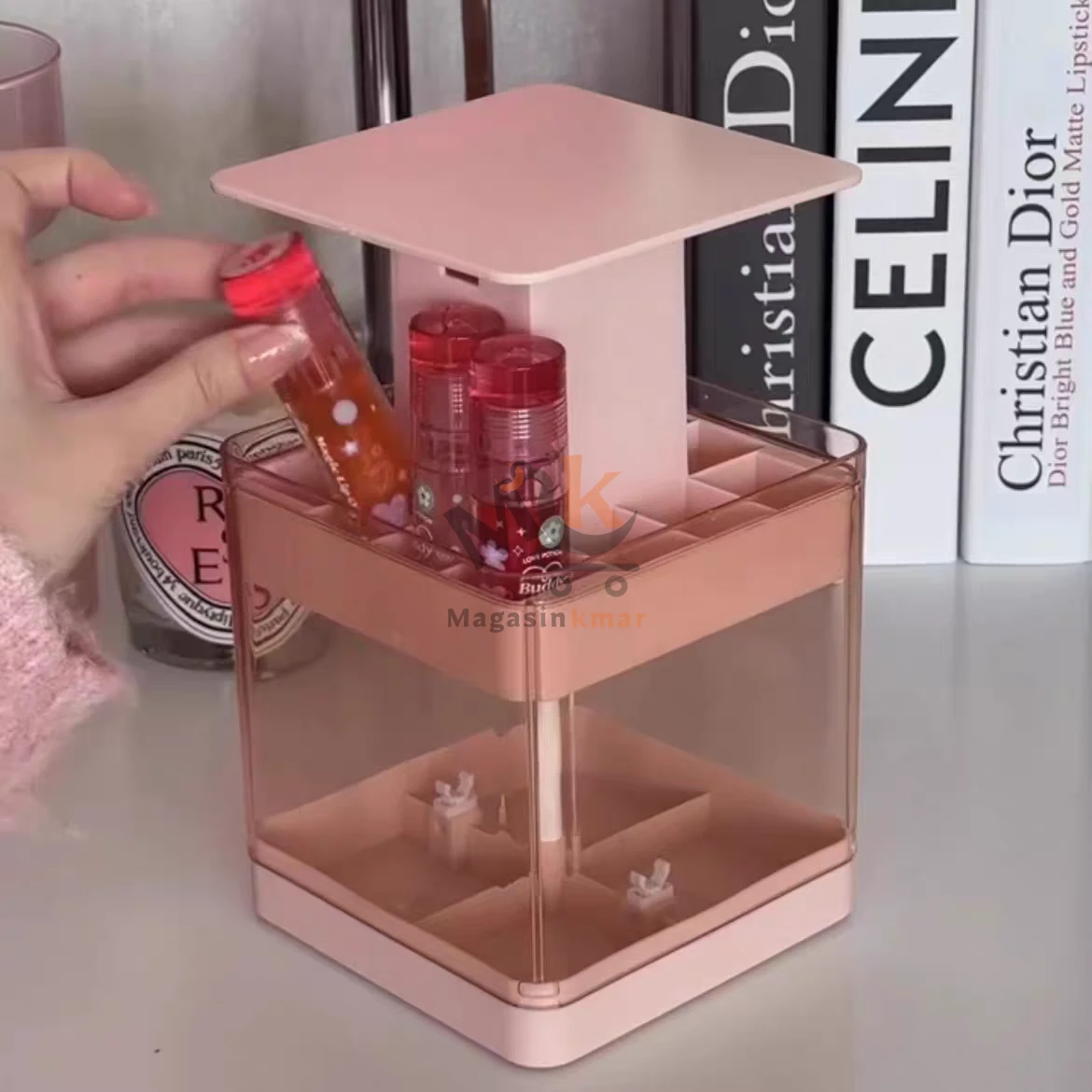 Organisateur maquillage en plexi – Rangement cosmétique carré 12x13 cm