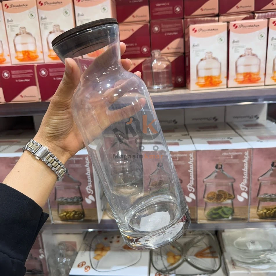 Carafe en verre avec couvercle en bois 1.30 litre