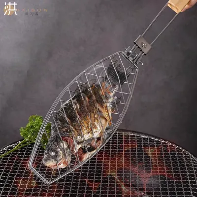 Grille barbecue poisson avec long manche