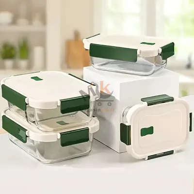 Set de 3 boîtes de conservation en verre avec couvercle alimentaire