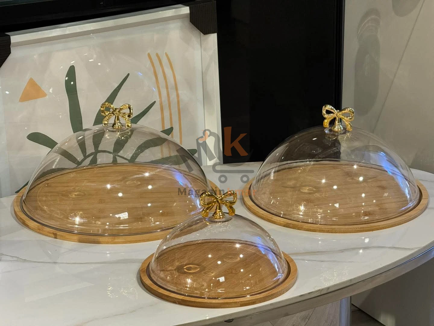 Cloche à gâteau en bois – Présentoir élégant diamètre 24 cm